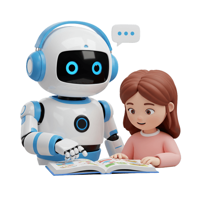 Students studying with AI assistance
